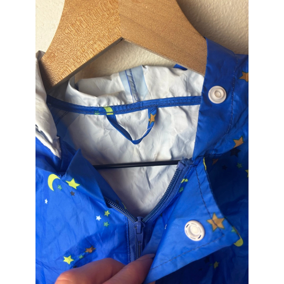 NWOT 3T-4T Boys Unbranded Blue Yellow Moon Star Raincoat suit rain suit M - Picture 2 of 8